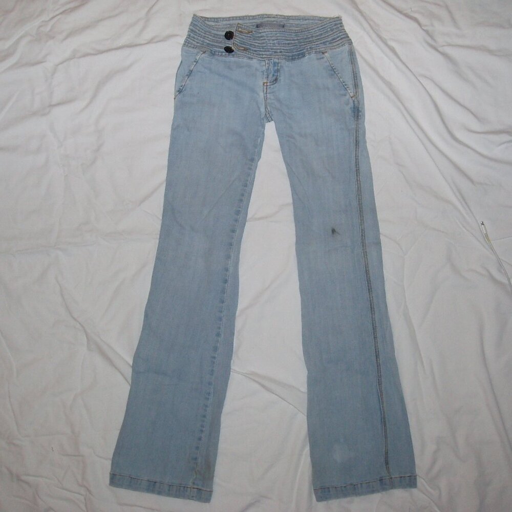 PAPAYA Y2K Vintage Super Low Rise Light Wash Belted Jeans Women's XXS/XS